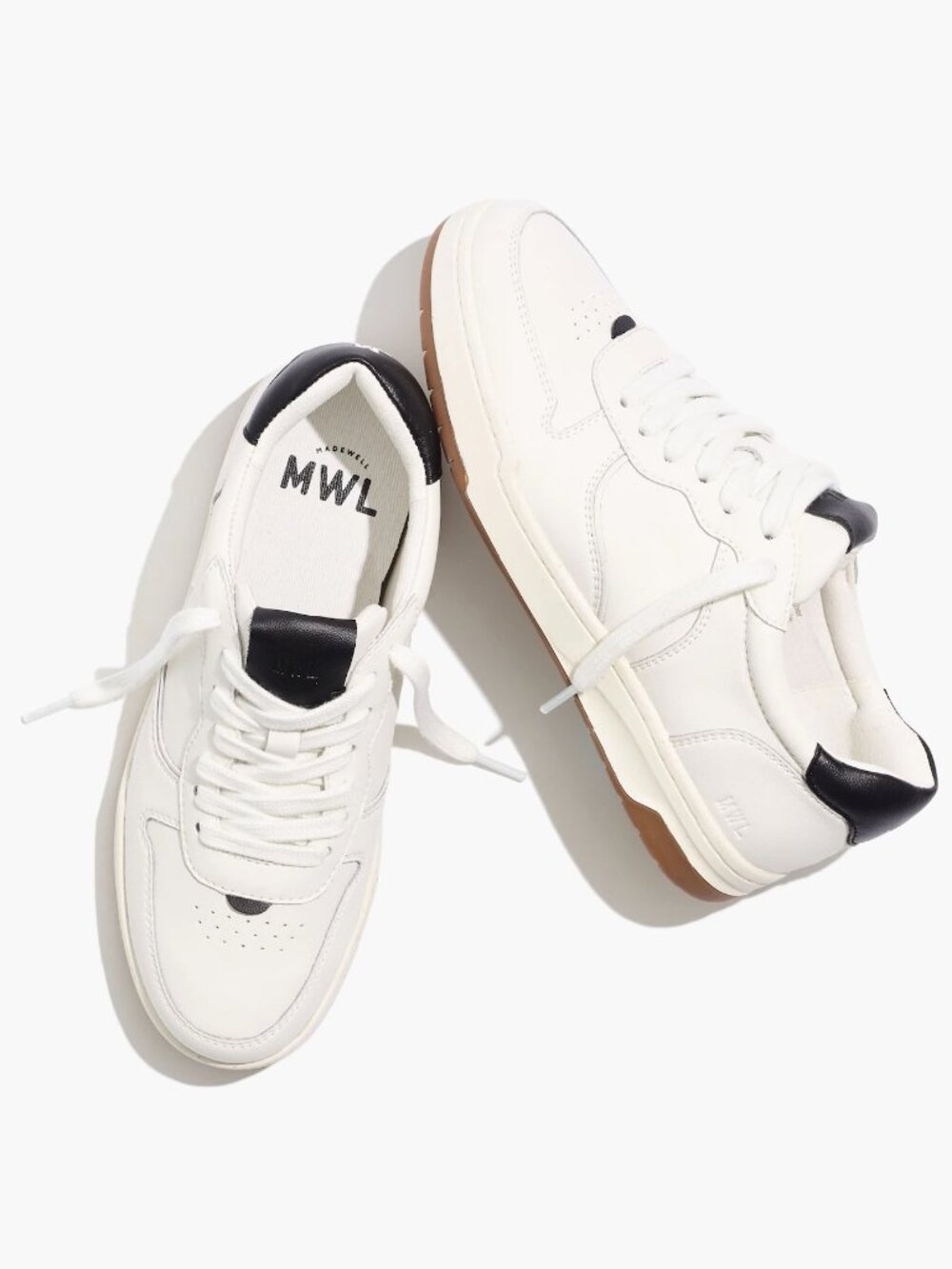 Madewell MWL Court Sneaker White Black Leather Gum Sole Women's 9 / Men's 7.5 NA